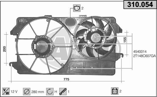 AHE 310.054 - Ventola, Raffreddamento motore www.autoricambi360.it