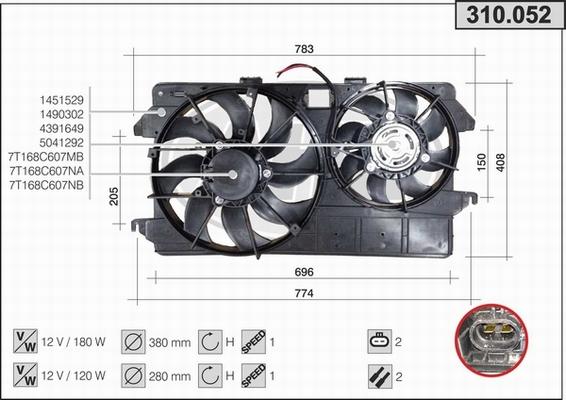 AHE 310.052 - Ventola, Raffreddamento motore www.autoricambi360.it