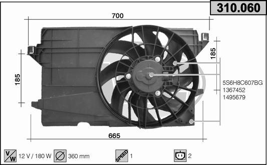AHE 310.060 - Ventola, Raffreddamento motore www.autoricambi360.it