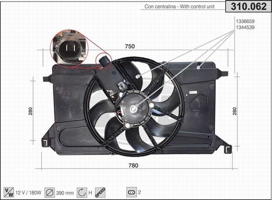 AHE 310.062 - Ventola, Raffreddamento motore www.autoricambi360.it
