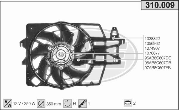AHE 310.009 - Ventola, Raffreddamento motore www.autoricambi360.it