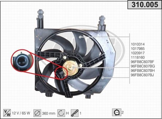 AHE 310.005 - Ventola, Raffreddamento motore www.autoricambi360.it
