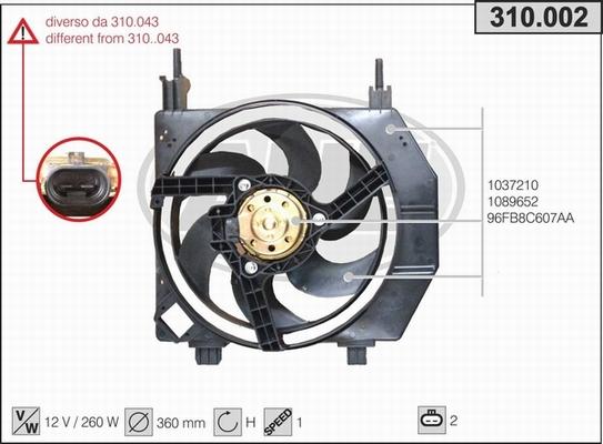 AHE 310.002 - Ventola, Raffreddamento motore www.autoricambi360.it