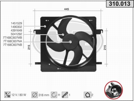 AHE 310.013 - Ventola, Raffreddamento motore www.autoricambi360.it