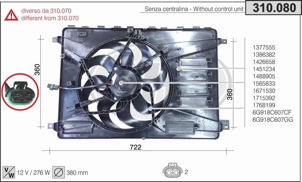 AHE 310.080 - Ventola, Raffreddamento motore www.autoricambi360.it