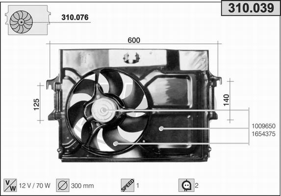 AHE 310.039 - Ventola, Raffreddamento motore www.autoricambi360.it