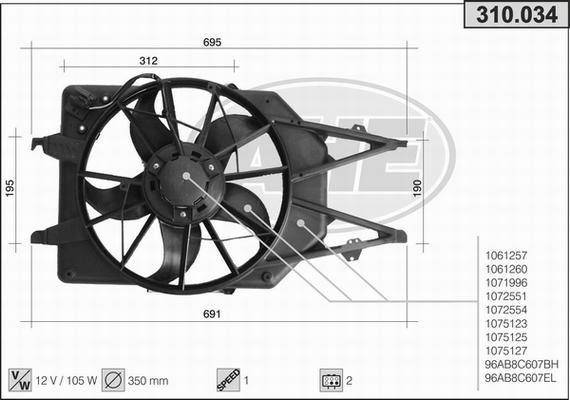 AHE 310.034 - Ventola, Raffreddamento motore www.autoricambi360.it