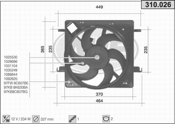 AHE 310.026 - Ventola, Raffreddamento motore www.autoricambi360.it