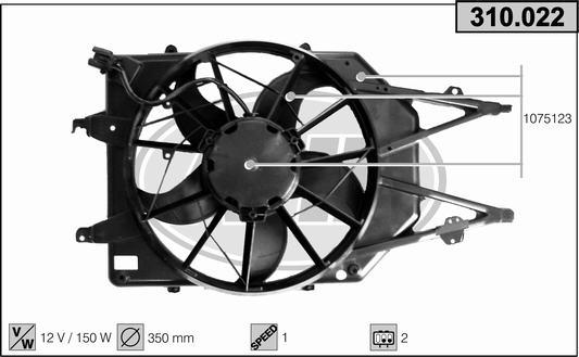 AHE 310.022 - Ventola, Raffreddamento motore www.autoricambi360.it