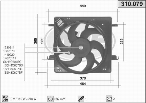 AHE 310.079 - Ventola, Raffreddamento motore www.autoricambi360.it