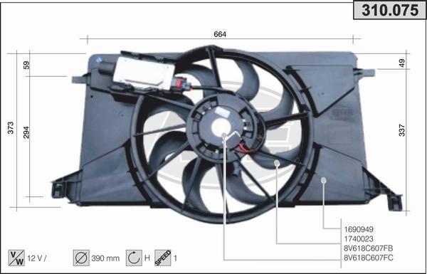 AHE 310.075 - Ventola, Raffreddamento motore www.autoricambi360.it