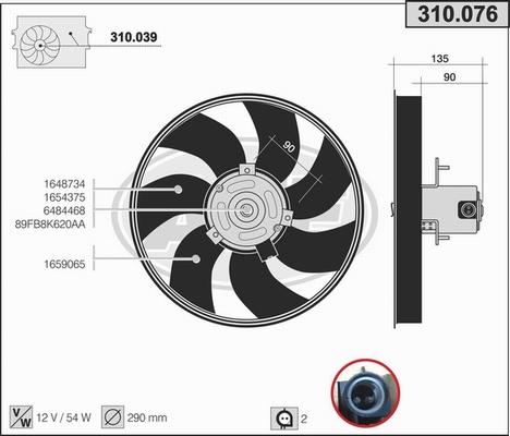 AHE 310.076 - Ventola, Raffreddamento motore www.autoricambi360.it