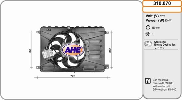 AHE 310.070 - Ventola, Raffreddamento motore www.autoricambi360.it