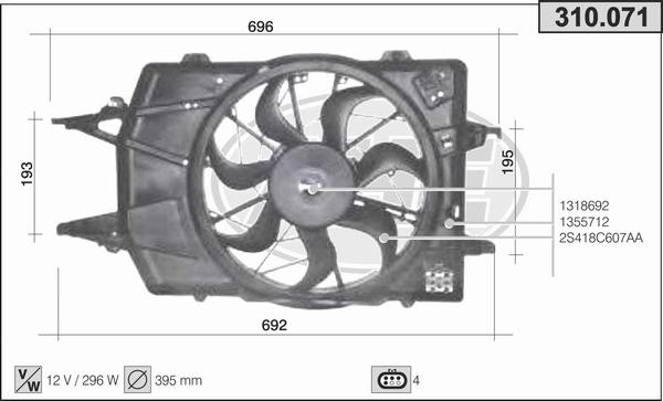 AHE 310.071 - Ventola, Raffreddamento motore www.autoricambi360.it