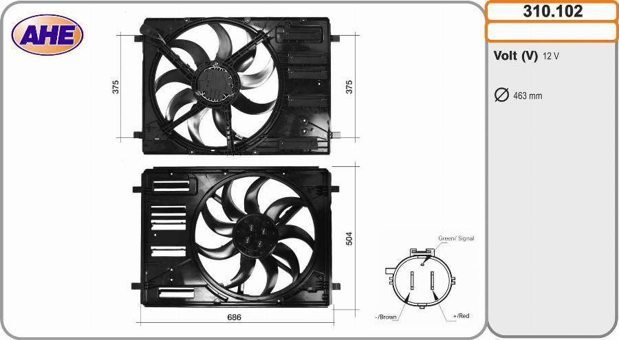 AHE 310.102 - Ventola, Raffreddamento motore www.autoricambi360.it