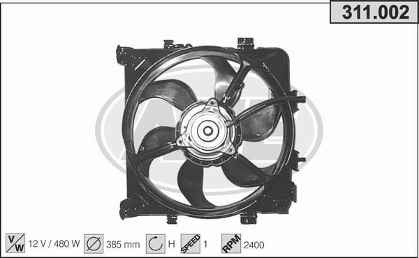 AHE 311.002 - Ventola, Raffreddamento motore www.autoricambi360.it