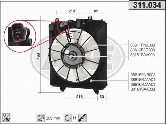 AHE 311.034 - Ventola, Raffreddamento motore www.autoricambi360.it