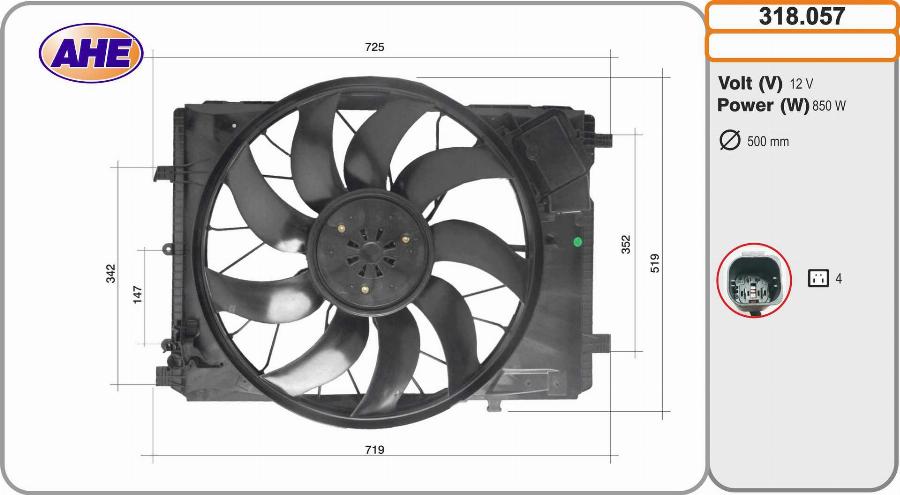 AHE 318.057 - Ventola, Raffreddamento motore www.autoricambi360.it