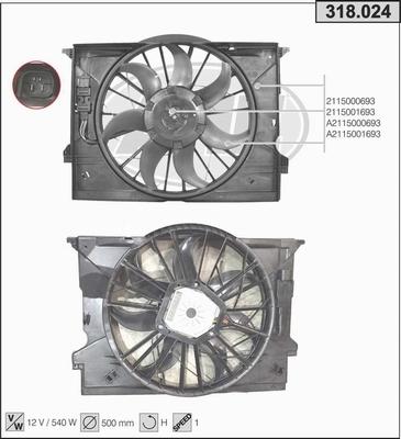 AHE 318.024 - Ventola, Raffreddamento motore www.autoricambi360.it