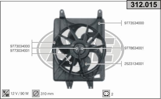 AHE 312.015 - Ventola, Raffreddamento motore www.autoricambi360.it