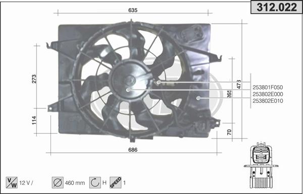 AHE 312.022 - Ventola, Raffreddamento motore www.autoricambi360.it