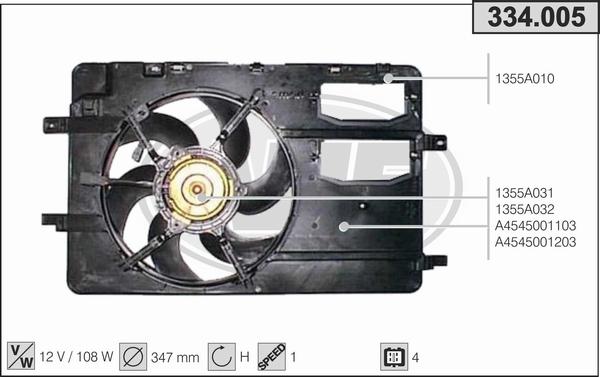 AHE 334.005 - Ventola, Raffreddamento motore www.autoricambi360.it