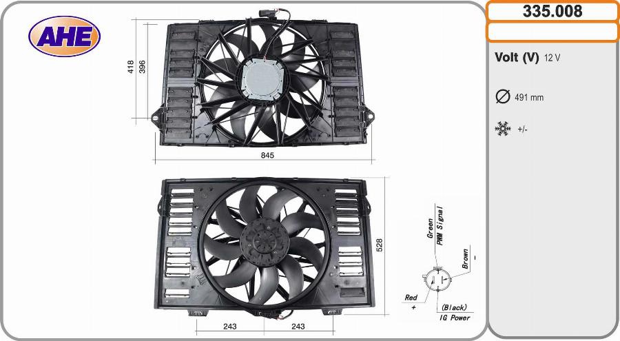AHE 335.008 - Ventola, Raffreddamento motore www.autoricambi360.it