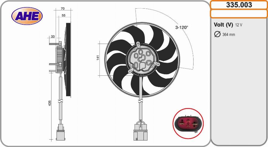 AHE 335.003 - Ventola, Raffreddamento motore www.autoricambi360.it