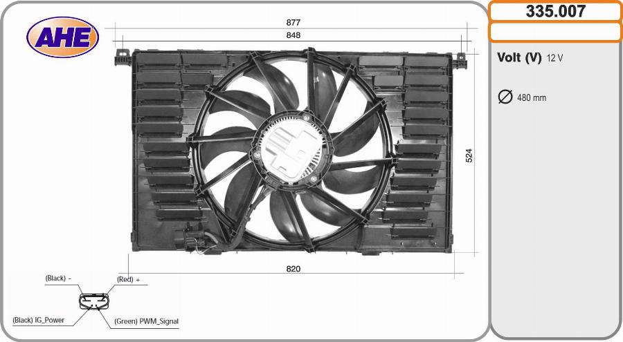 AHE 335.007 - Ventola, Raffreddamento motore www.autoricambi360.it