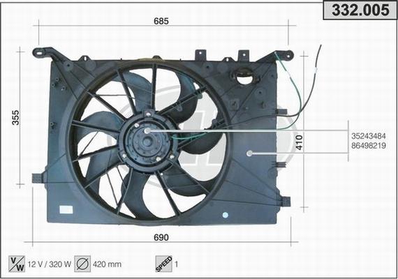 AHE 332.005 - Ventola, Raffreddamento motore www.autoricambi360.it