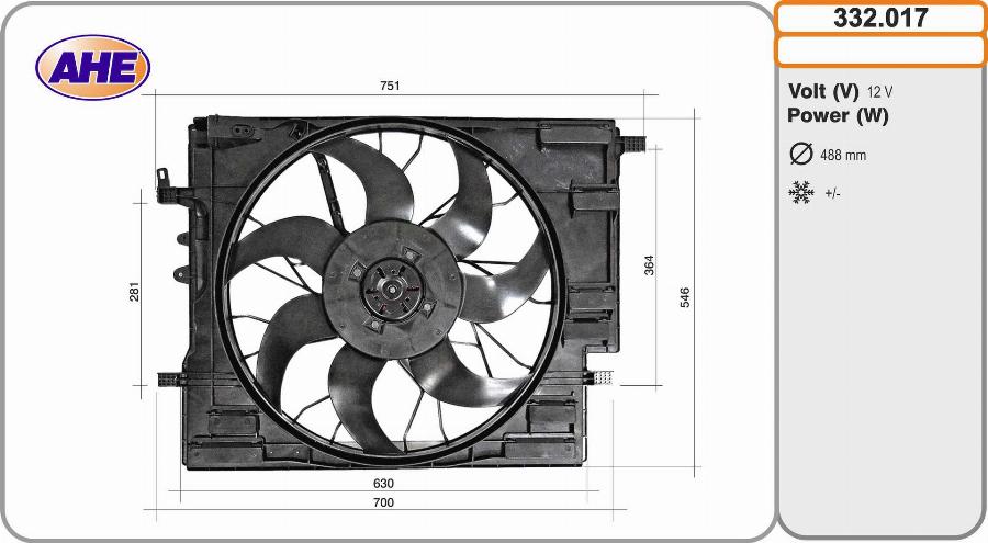 AHE 332.017 - Ventola, Raffreddamento motore www.autoricambi360.it