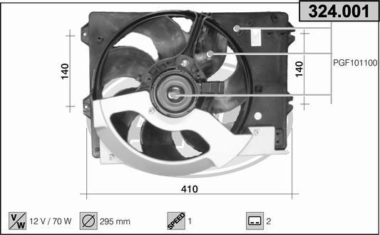 AHE 324.001 - Ventola, Raffreddamento motore www.autoricambi360.it