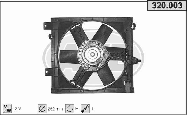 AHE 320.003 - Ventola, Raffreddamento motore www.autoricambi360.it