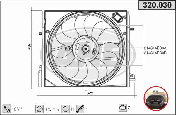 AHE 320.030 - Ventola, Raffreddamento motore www.autoricambi360.it