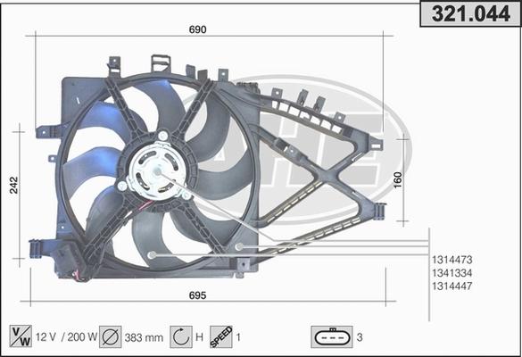AHE 321.044 - Ventola, Raffreddamento motore www.autoricambi360.it