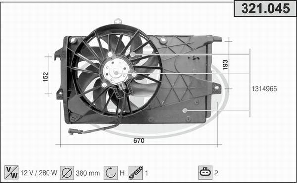 AHE 321.045 - Ventola, Raffreddamento motore www.autoricambi360.it