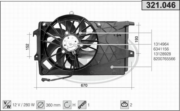 AHE 321.046 - Ventola, Raffreddamento motore www.autoricambi360.it