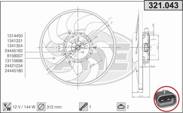AHE 321.043 - Ventola, Raffreddamento motore www.autoricambi360.it