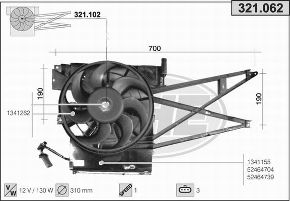 AHE 321.062 - Ventola, Raffreddamento motore www.autoricambi360.it