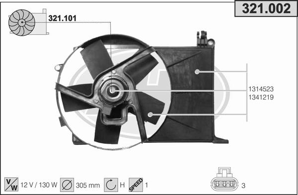 AHE 321.002 - Ventola, Raffreddamento motore www.autoricambi360.it