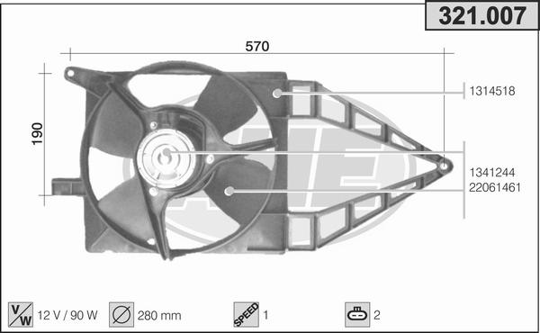 AHE 321.007 - Ventola, Raffreddamento motore www.autoricambi360.it
