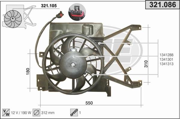 AHE 321.086 - Ventola, Raffreddamento motore www.autoricambi360.it
