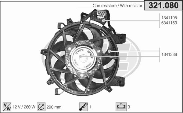 AHE 321.080 - Ventola, Raffreddamento motore www.autoricambi360.it