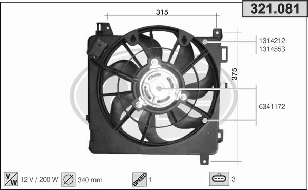 AHE 321.081 - Ventola, Raffreddamento motore www.autoricambi360.it