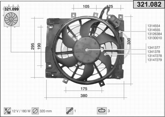 AHE 321.082 - Ventola, Raffreddamento motore www.autoricambi360.it