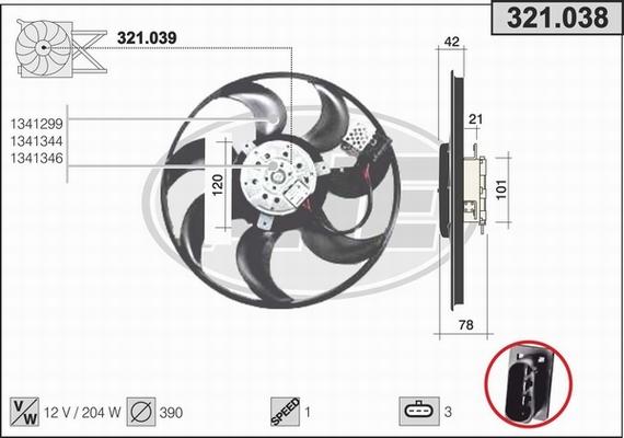 AHE 321.038 - Ventola, Raffreddamento motore www.autoricambi360.it