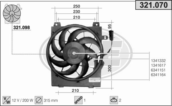AHE 321.070 - Ventola, Raffreddamento motore www.autoricambi360.it