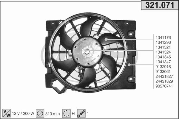 AHE 321.071 - Ventola, Raffreddamento motore www.autoricambi360.it