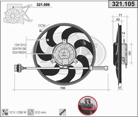 AHE 321.105 - Ventola, Raffreddamento motore www.autoricambi360.it