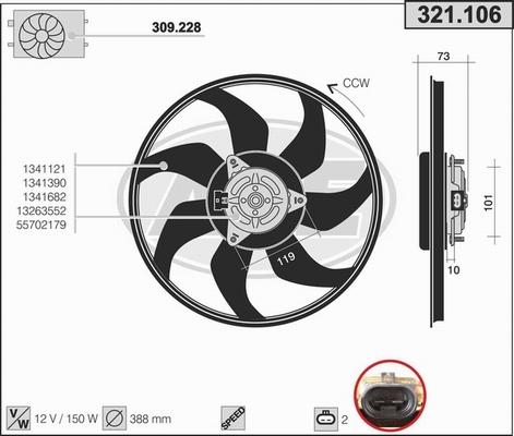 AHE 321.106 - Ventola, Raffreddamento motore www.autoricambi360.it